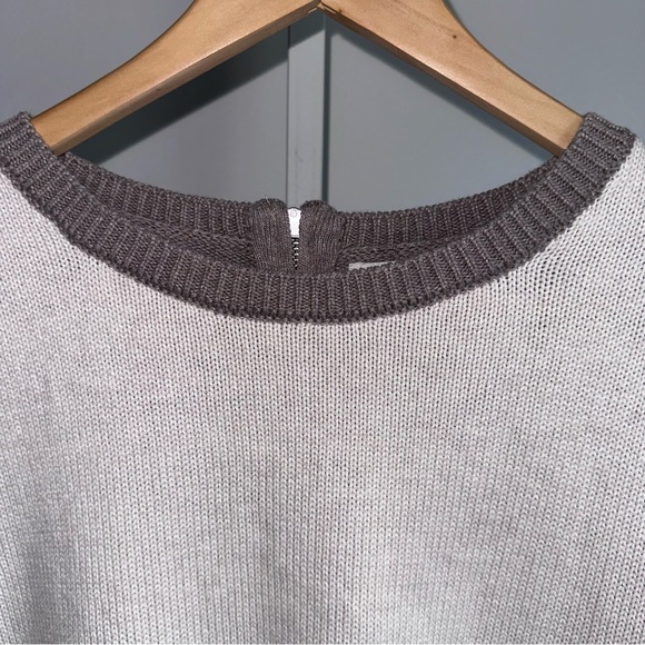 Rachel Zoe Neutral Colorblock Pullover Sweater Large Zip Back Cozy - Picture 2 of 7